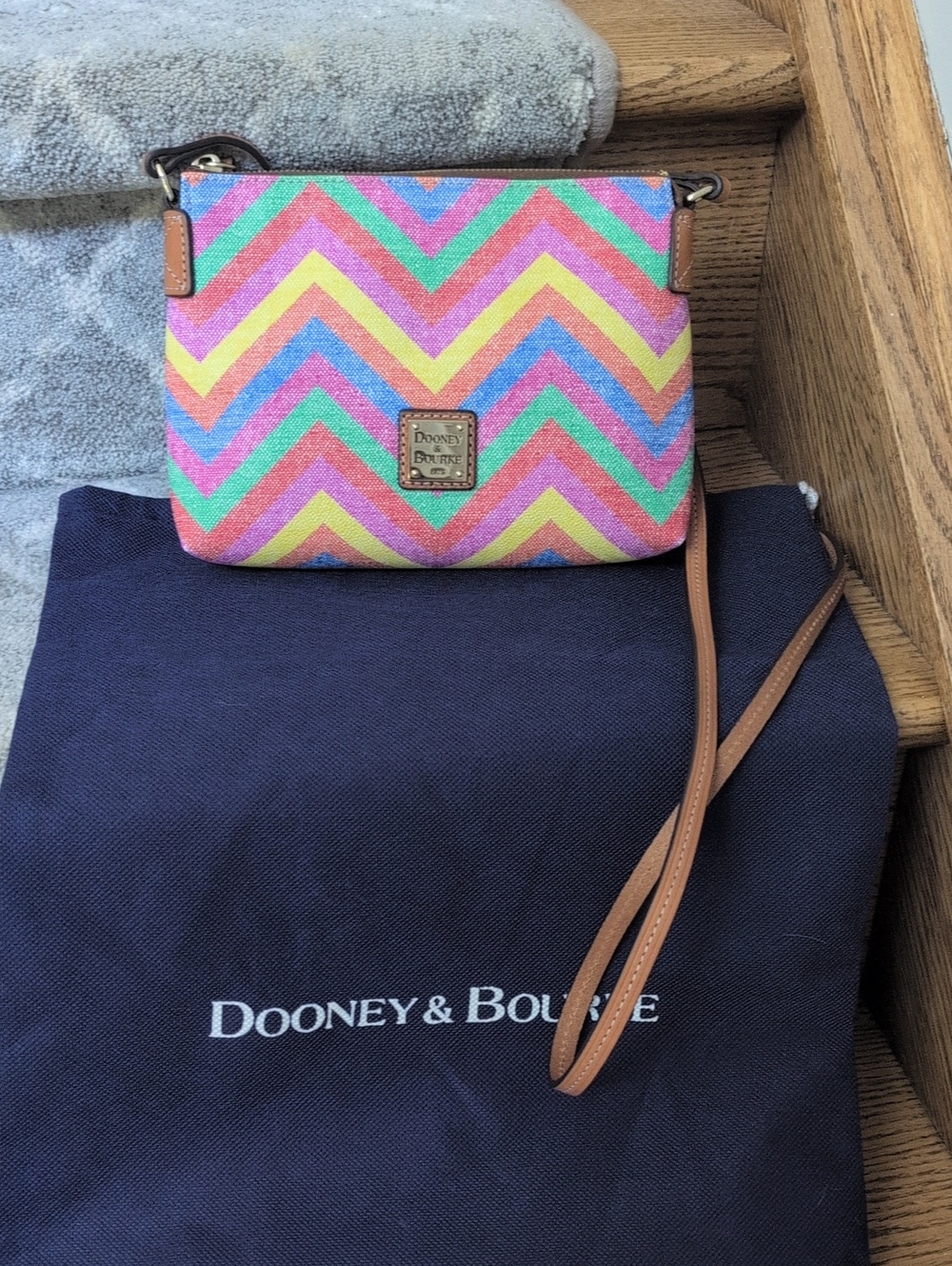 Dooney & Bourke Multicolor Chevron Crossbody Bag With Dustbag EUC